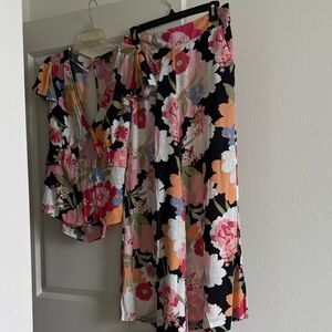 Floral Two-Piece Set with Top and Skirt